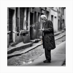 Old Man Smoking Canvas Print