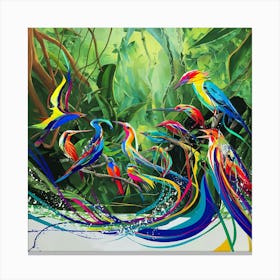 Abstract Jungle Birds Canvas Print