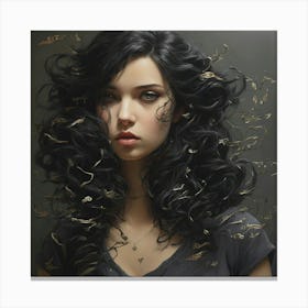 Girl With Long Black Hair Canvas Print