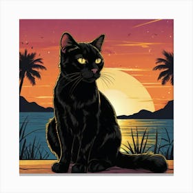 Cat at sunset Canvas Print