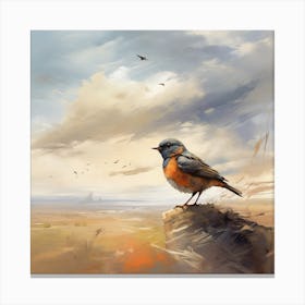 Bird On A Rock Canvas Print