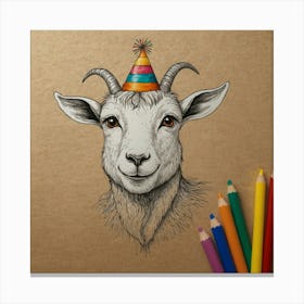 Goat In A Party Hat 1 Canvas Print