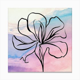 Line Art Flower Watercolor Background Canvas Print