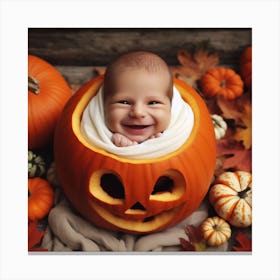 Pumpkin Baby Portrait Canvas Print