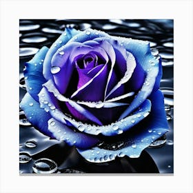 Blue Rose With Water Droplets 1 Canvas Print