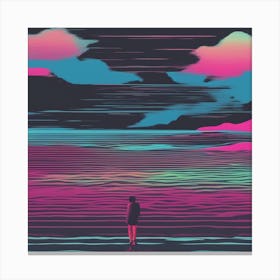 Minimalism Masterpiece, Trace In The Waves To Infinity + Fine Layered Texture + Complementary Cmyk C (28) Canvas Print