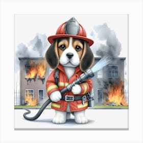 Beagle Firefighter Canvas Print