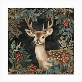 Deer Illustration Vintage Christmas Gift Winter Canvas Print