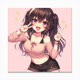 Anime Girl brunette Canvas Print