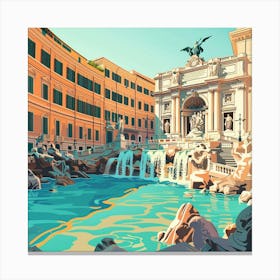 Trevi Fountain Oil Painting Vatican Rome Canvas Print