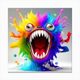 Leonardo Creative A 3d Hd Rainbow Splash Art Monster Face Big 0 Canvas Print