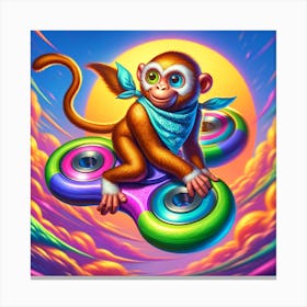 Monkey On A Fidget Spinner 2 Canvas Print