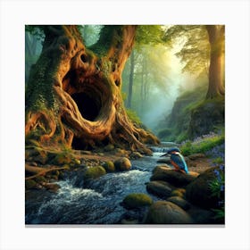 Kingfisher In The Forest 12 Canvas Print