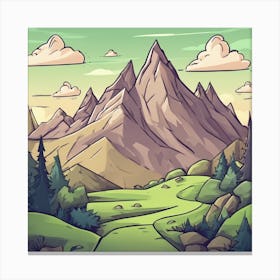 Cartoon Mountain Landscape 1 Canvas Print