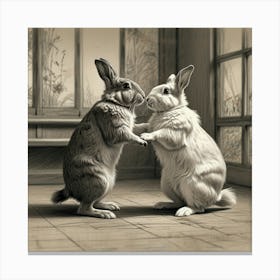 Rabbits Kissing Canvas Print