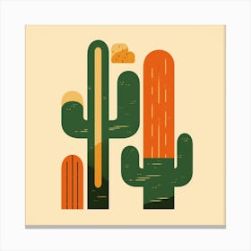 Rizwanakhan Simple Abstract Cactus Non Uniform Shapes Petrol 72 Canvas Print