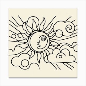 Sun and clouds Picasso style Canvas Print