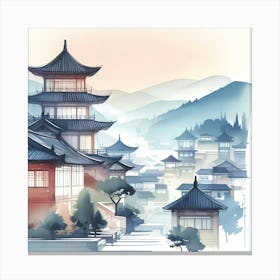 Chinese Watercolor Painting Canvas Print