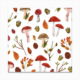 Forest mushrooms seamless pattern Canvas Print