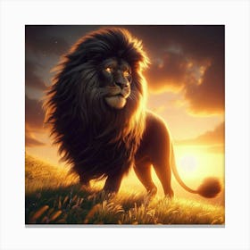 Lion At Sunset 15 Canvas Print