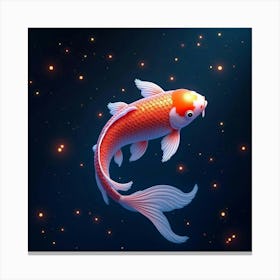 A Dreamy Koi Fish With Scales Of Shifting, Neon Colors Swimming Through A Celestial Pond Canvas Print