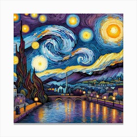 Starry Night Over the Rhône: A Tribute to Van Gogh’s Masterpiece Canvas Print