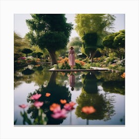 Girl In A Garden Canvas Print