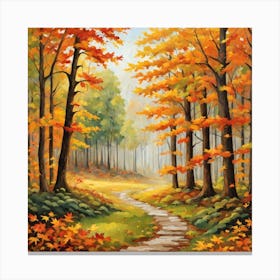 Forest In Autumn In Minimalist Style Square Composition 17 Canvas Print