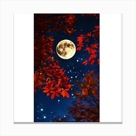 Full Moon In Autumn Leaves Canvas Print