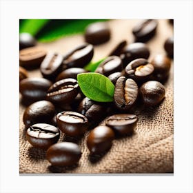 Coffee Beans On A Cloth Canvas Print