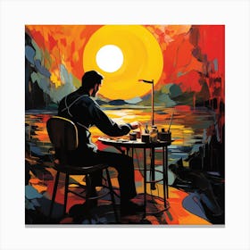 Painter At Sunset Canvas Print