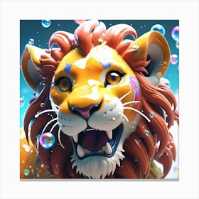Lion With Bubbles 4 Canvas Print