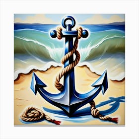 Ship anchor, Ropes, Oil painting 5 Canvas Print