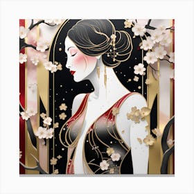 Sakura Blossom Japanese textured monochromatic Canvas Print