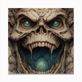 Skull With Blue Eyes Canvas Print