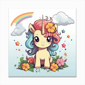 Unicorn With Rainbow Mane 49 Canvas Print