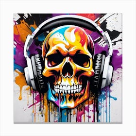 Skull With Headphones 11 Canvas Print