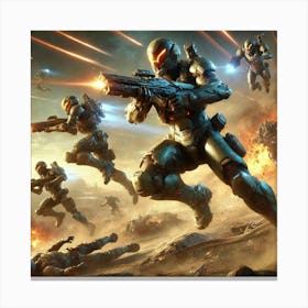 A Dynamic Scene Showcasing The Rapid Assaults Of The Martian Shock Troopers Canvas Print