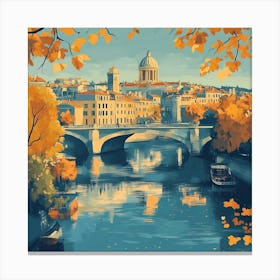 Autumn In Paris Art Canvas Print