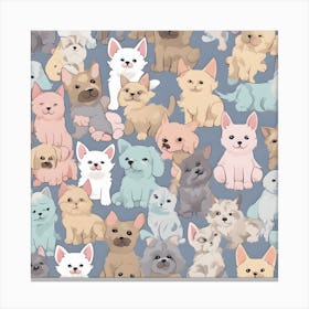 Pastel Puppies And Kittens Create Patterns Featuring Sweet Pastel Colored Puppies And Kittens 76240123 Canvas Print