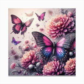 Butterflies And Flowers 2 Canvas Print