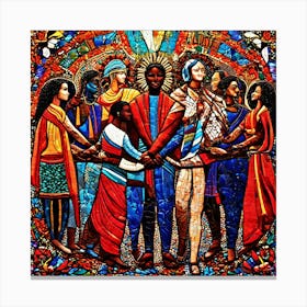 Mosaic Of People, An Image Showing A Mosaic Of Different Cultural Symbols And People From Various Backgrounds Holding Canvas Print