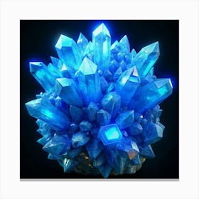 Glowing Blue Crystal Cluster 1 Canvas Print