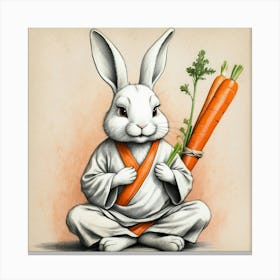 Rabbit Holding Carrots 3 Canvas Print