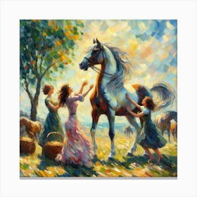 Girl And A Horse Canvas Print