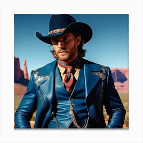 Cowboy In Blue Suit Canvas Print