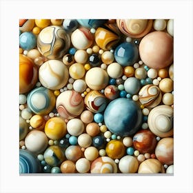 Different Sizes And Color Marbles Display As Abstract Art 4 Canvas Print