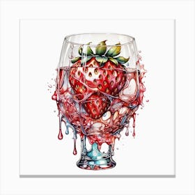 Strawberry In A Melting Glass Canvas Print