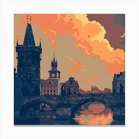 A Prague With Charles Bridge Lofi Illustration 1720467760 2 Canvas Print