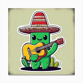 Cactus Playing Guitar 9 Canvas Print